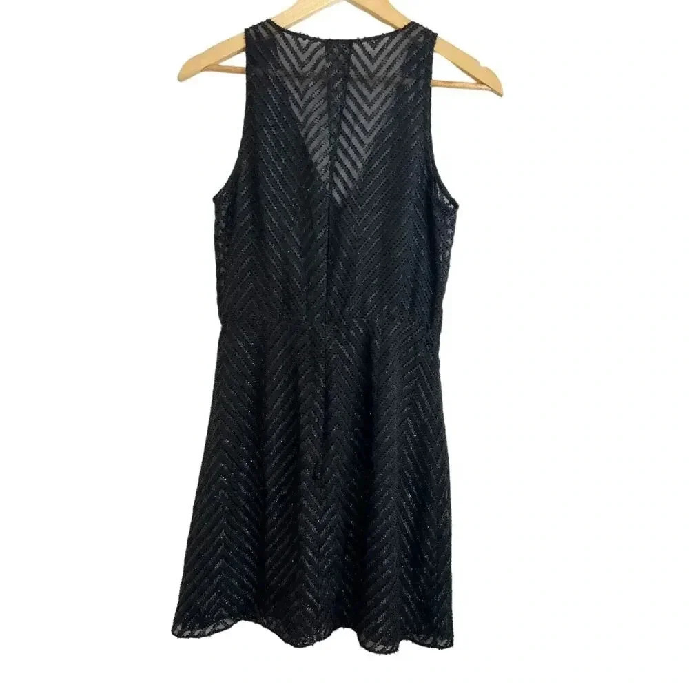 Armani Exchange SHEER GLITTER FIT FLARE BLACK Mini Dress Women Size 4 NWT - Picture 10 of 10